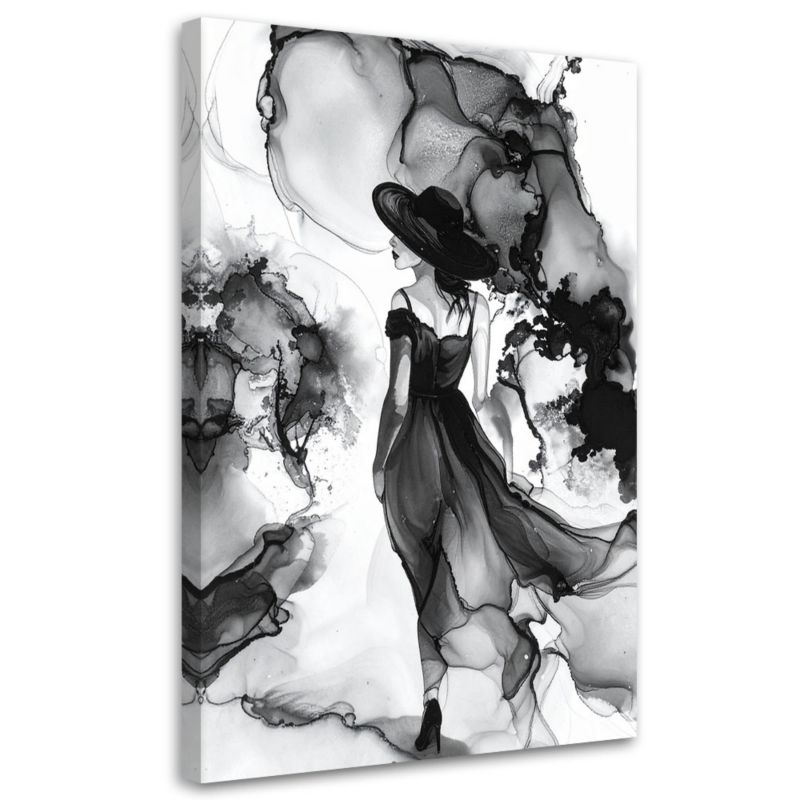 Obraz czarno biały do salonu sypialni Feeby Kobieta abstrakcja atrament 40x60cm 1szt