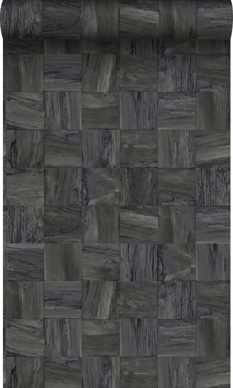tapeta flizelinowa z ekoteksturą Origin Wallcoverings motyw sklejki czarnym 53 cm x 10.05 m - 1 rol.