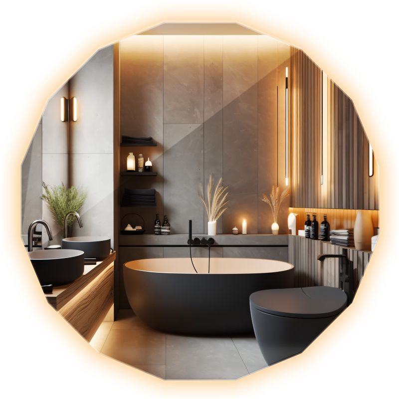 Lustro LED do Sypialni Wallfluent 80 x 80 cm Dekoracyjne Z Ciepłym Podświetleniem 1 szt.