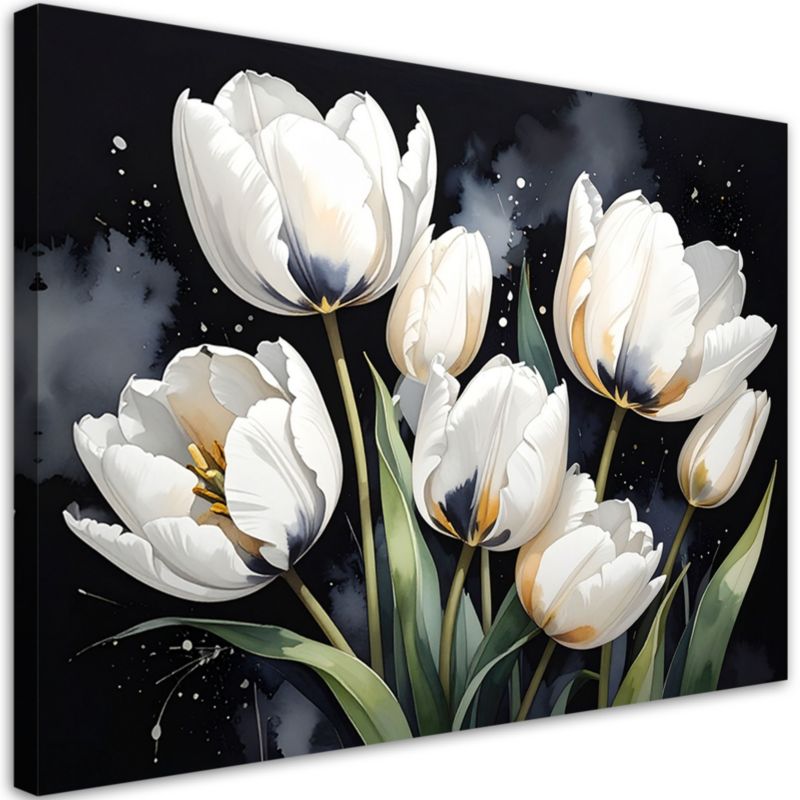 Obraz do salonu sypialni kuchni biura loftu Feeby Białe tulipany 60x40cm 1szt