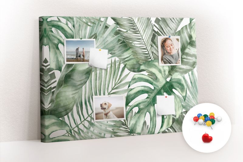 Obraz Tablica Korkowa Tulup 100x70 cm Zielona botanika flora Na zdjęcia i notatki Pinezki kolorowe 1 kpl
