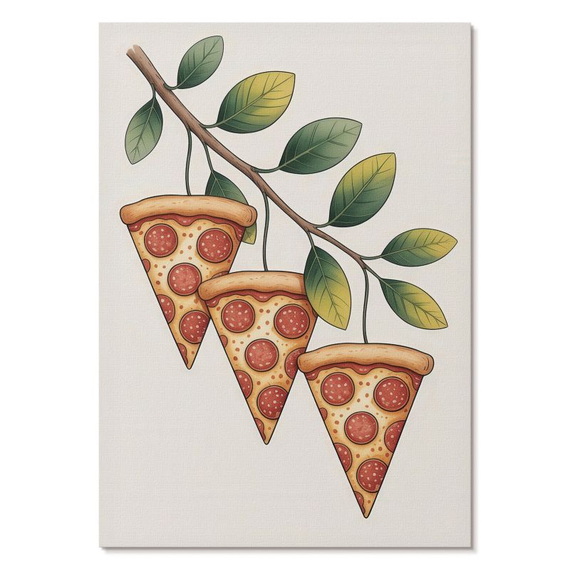 Nowoczesny Plakat na Płótnie Tulup 59,4,x84 cm (A1) Pizza na gałęzi Do kuchni, przedpokoju, 1 szt.