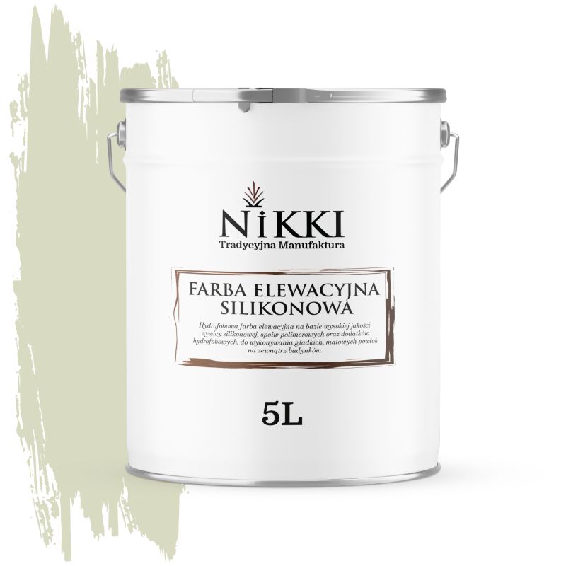 Farba Elewacyjna Zewnętrzna Silikonowa Odporna na Zielenienie NIKKI Biel złamana w zielony F481 5L