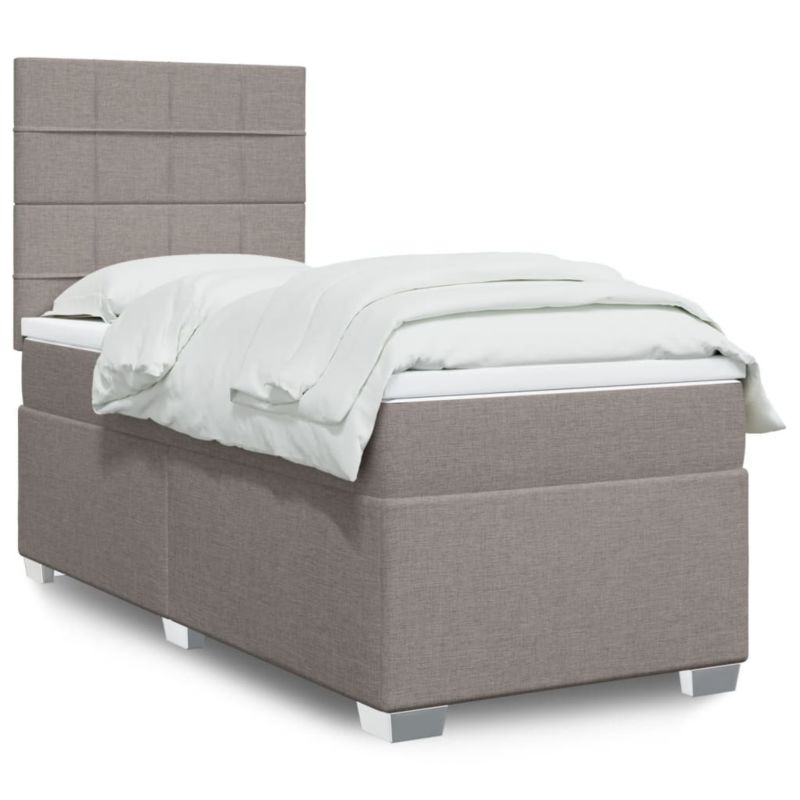 Łóżko z materacem WaszeMeble 90x200 cm Taupe tkanina z LED WM-3292675 1 szt.