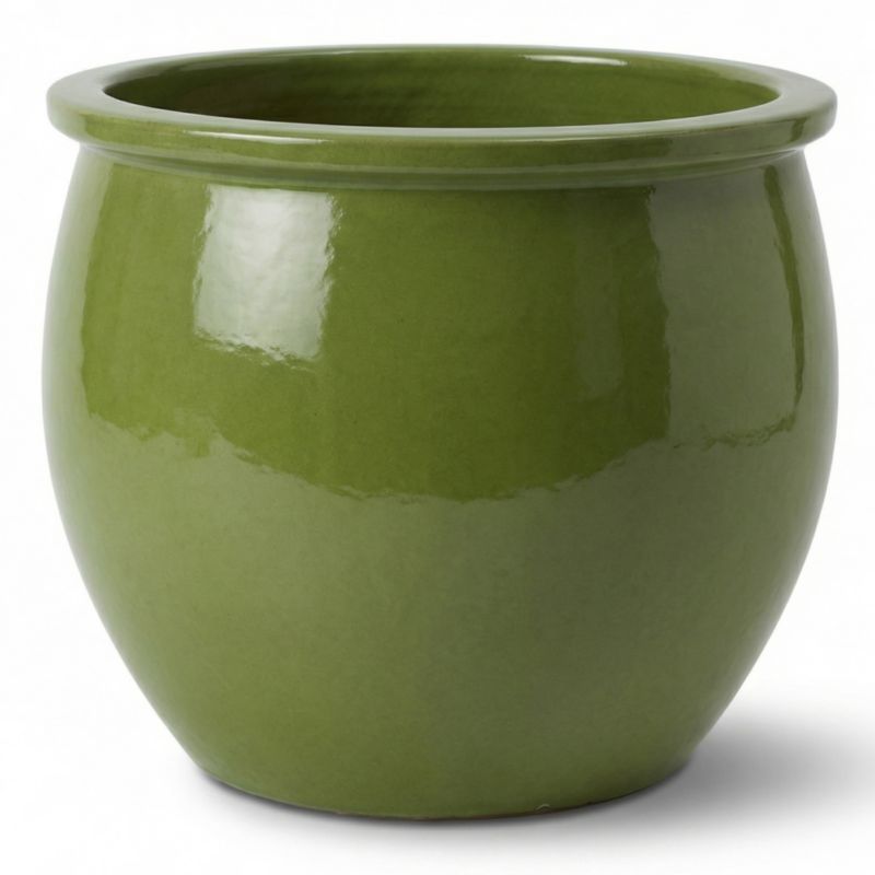 Donica ceramiczna Provencelia NEWTON Oliwkowy, sred.28 x H34 cm, mrozoodporna, rękodzieło, szkliwiona 1 szt.