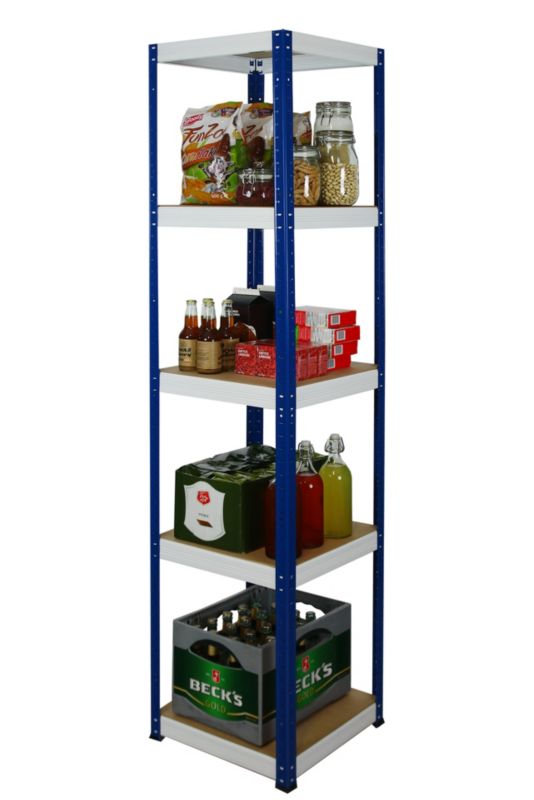 Regał metalowy MODO24 magazynowy stojak niebiesko-biały helios 196x40x40cm 5 półek po 175 kg 1 szt.