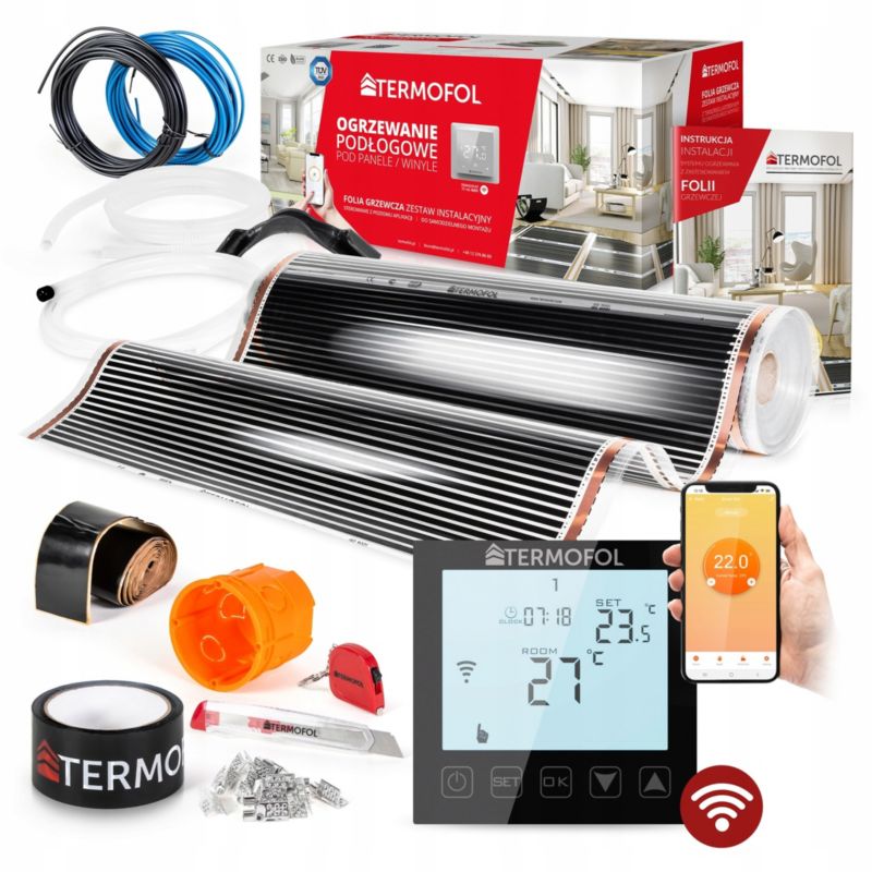 Zestaw folia grzewcza TERMOFOL podczerwień moc 80w 100 cm pow. 26m² wifi black 1kpl