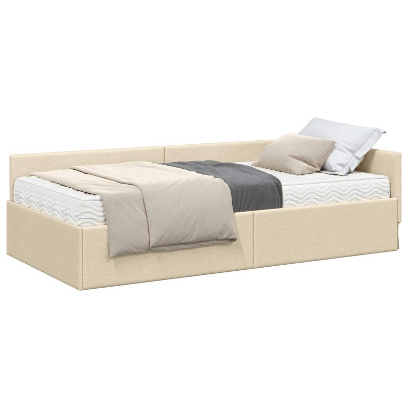 Łóżko Tapicerowane WaszeMeble z Materacem 80x200 cm Kremowe WM-3393587 1 szt.