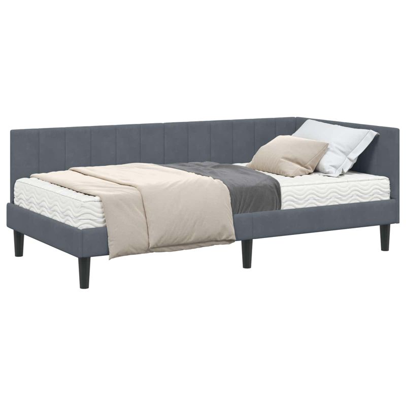 Łóżko Tapicerowane WaszeMeble z Materacem 90x200 cm Szare WM-3393899 1 szt.