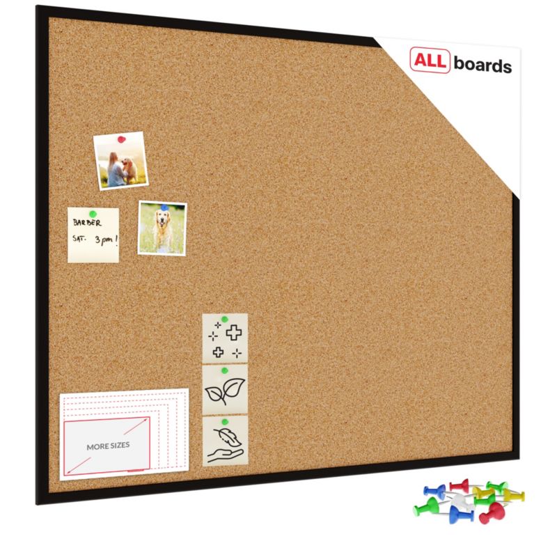 Tablica korkowa ALLboards 100x80 cm rama drewniana czarna 1 szt.