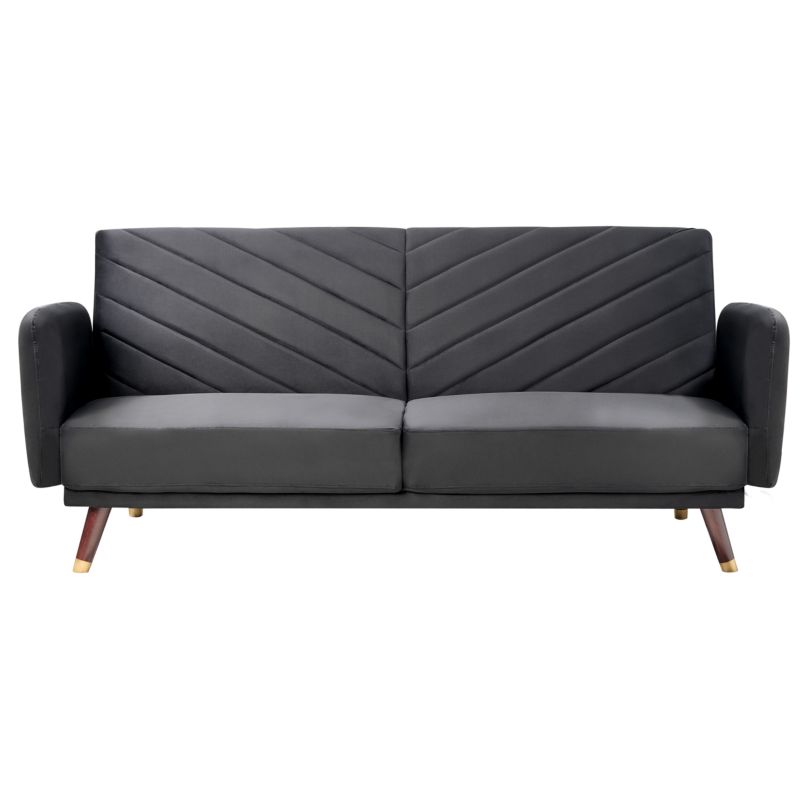 Sofa rozkładana dla 3 osób Senja Welur Czarny 1 szt.