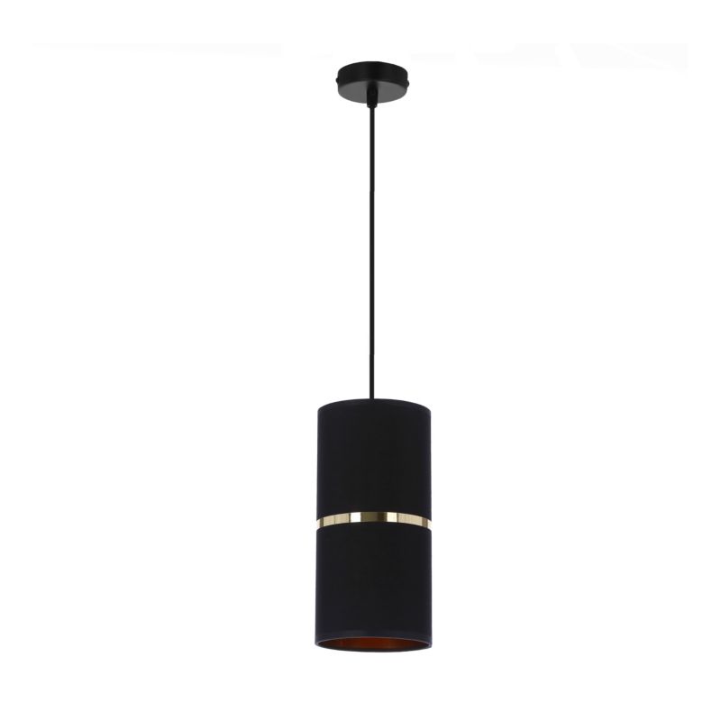 Lampa sufitowa abażur Candellux Gina czarno-złota 1xE27x60W IP20 wym:130x12x12cm - 1 szt.
