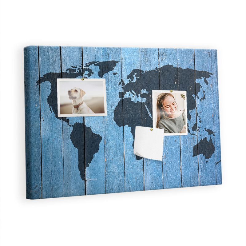 Tablica Korkowa Do Biura Pokoju Tulup 60x40 cm Rustykalna mapa globu Pinezki kolorowe 1 kpl
