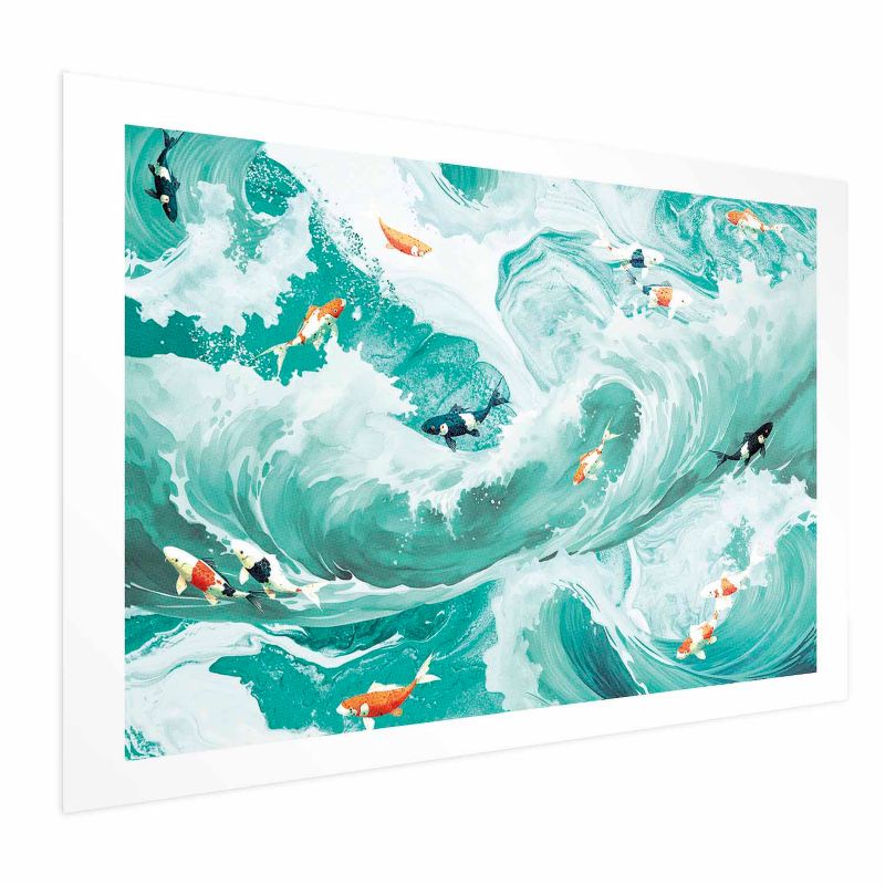 Plakat Artgeist Ryby i fale 90x60 cm bez ramy 1 szt