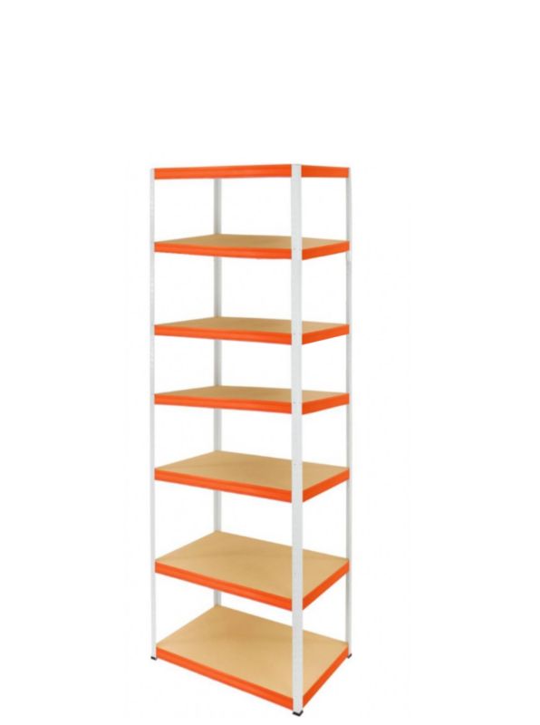 Regał metalowy MODO24 magazynowy biało-pomarańczowy helios 270x100x50cm 7 półek po 275 kg 1 szt.