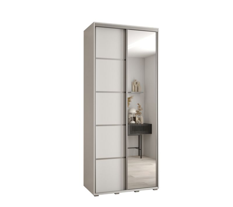 Szafa przesuwna Abiks DAVOS 5 wysoka szer.110cm gł.45cm biały/biały/srebrny 1szt.