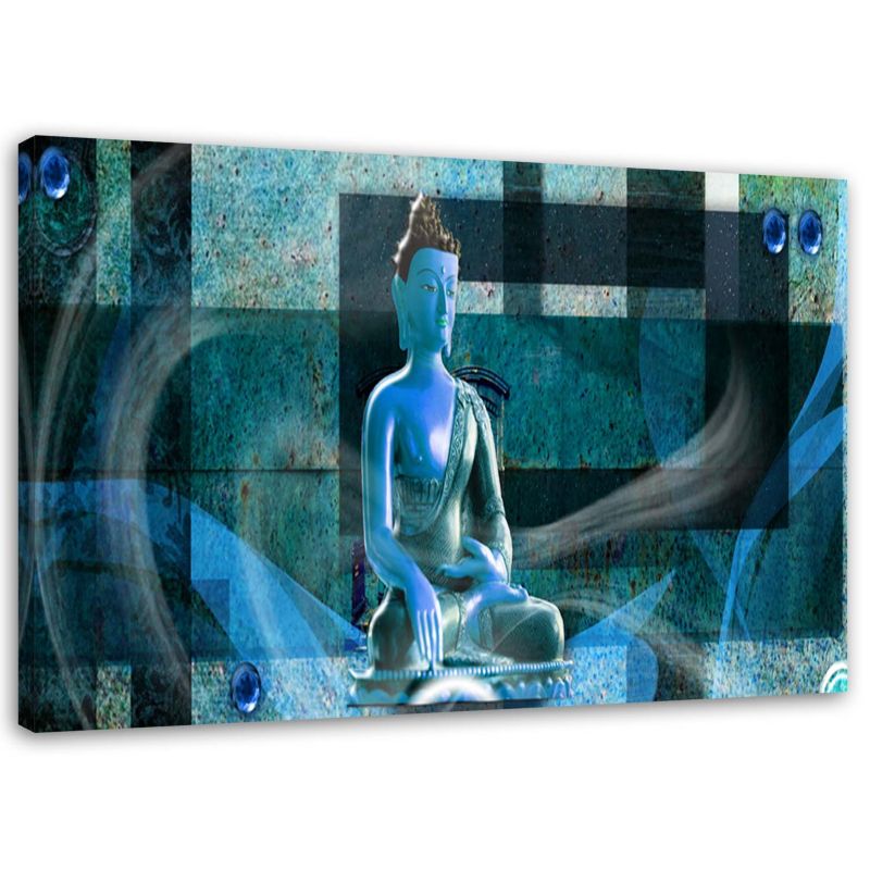 Obraz na płótnie Feeby Budda na geometrycznym tle - niebieski 120x80cm 1szt