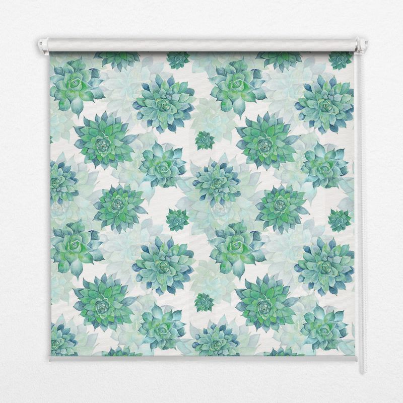Roleta Wzorzysta Tulup 150x140 cm Zielone Kwiaty Montaż do ściany/sufitu 1 szt.