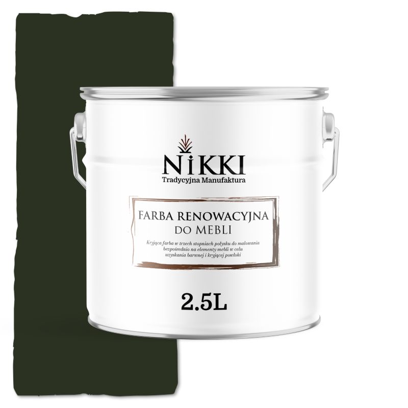Farba do Mebli Kuchennych Renowacyjna NIKKI Butelkowa zieleń RAL6007 Mat 2.5L