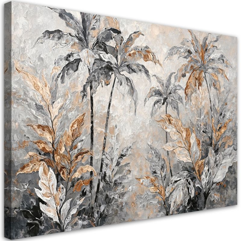 Obraz do salonu sypialni Feeby Palmy Liście Abstrakcja Beżowy 120x80cm 1szt