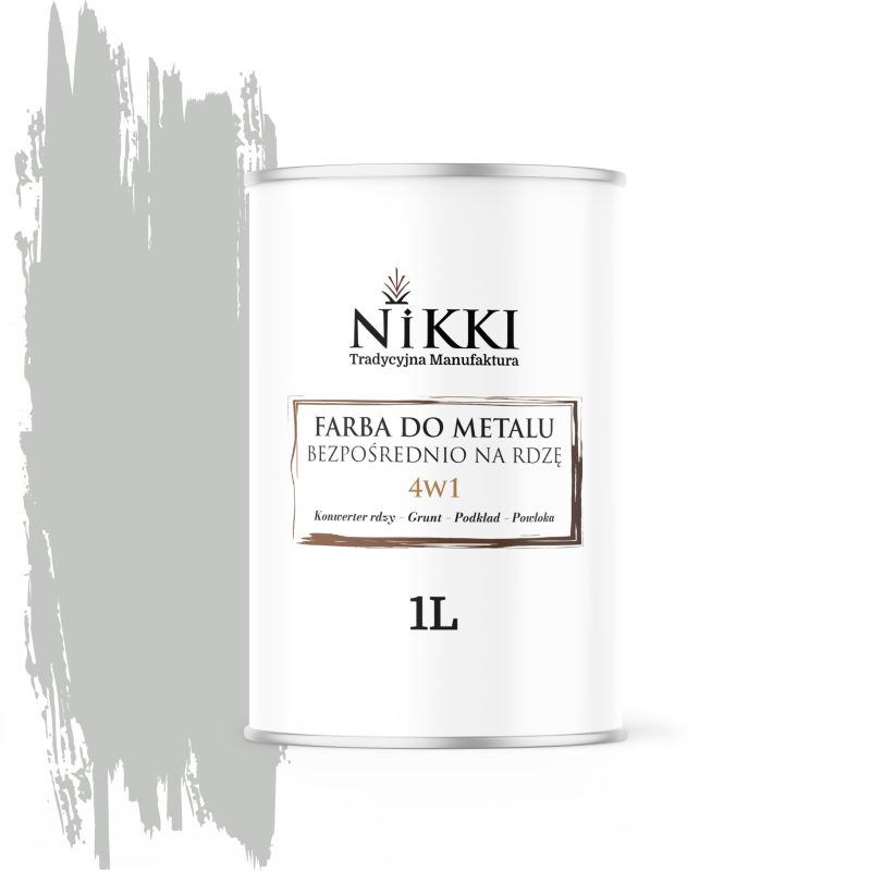 Farba do Metalu Antykorozyjna 4w1 NIKKI Szary jasny RAL7035 Półmat 1L
