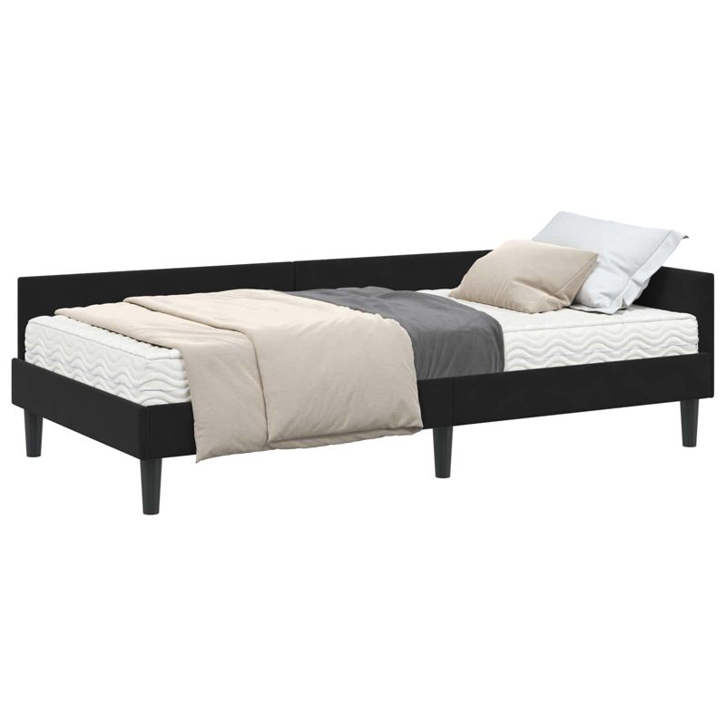 Łóżko Tapicerowane WaszeMeble z Materacem 90x200 cm Czarne WM-3393711 1 szt.