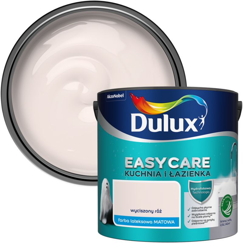 Farba plamoodporna Dulux EasyCare Kuchnia i Łazienka wyciszony róż 2,5 l