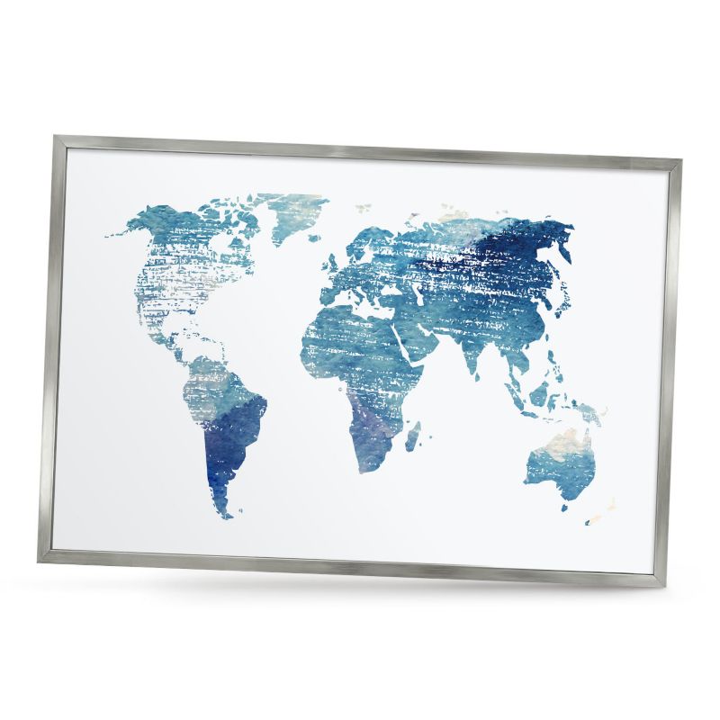 Ozdobna tablica na magnesy ArtPrintCave 60x40 Akwarelowa mapa w srebrnej ramie 1szt