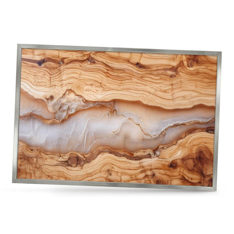 Tablica magnetyczna dekoracyjna ArtPrintCave 60x40 Drewniana elegancja w srebrnej ramie 1szt