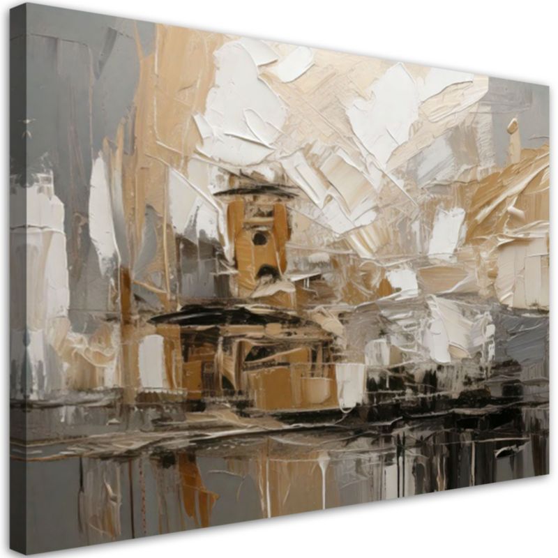 Obraz nowoczesny do salonu Feeby Abstrakcja brązowo beżowa 100x70cm 1szt