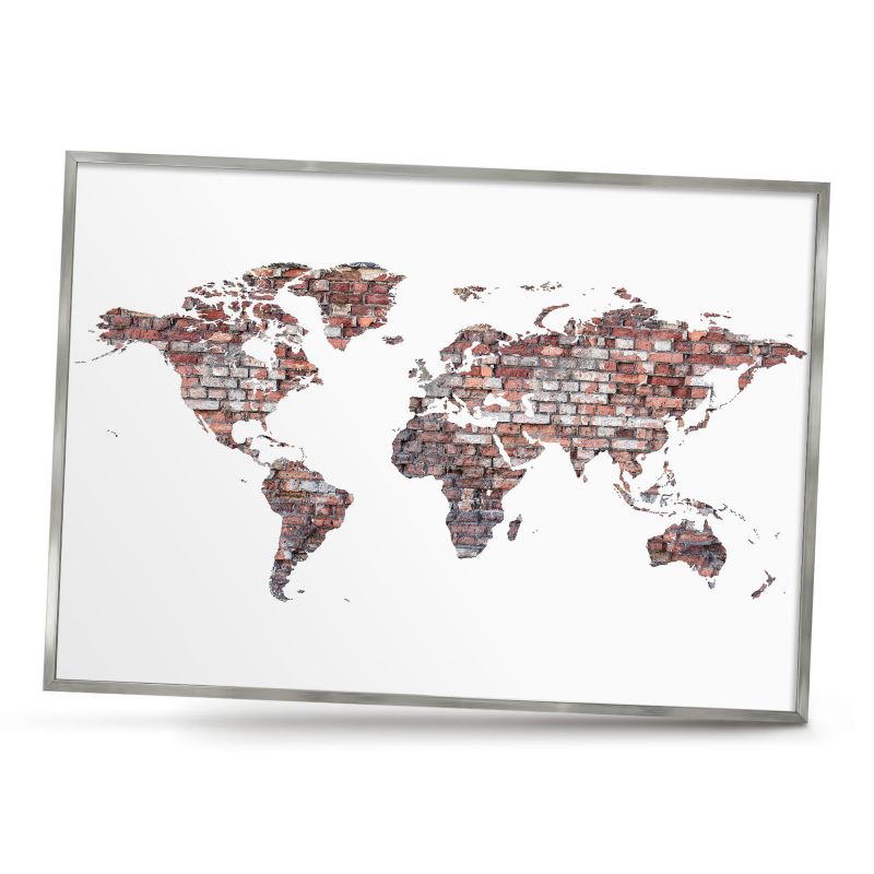 Ozdobna tablica na magnesy ArtPrintCave 100x70 Ceglany świat w srebrnej ramie 1szt