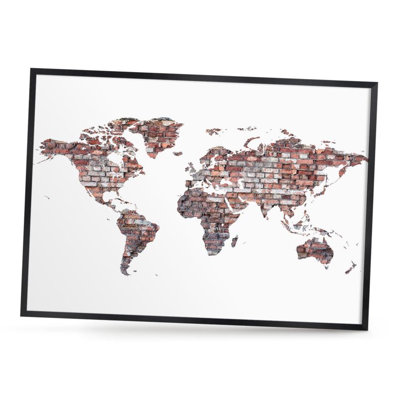 Ozdobna tablica na magnesy ArtPrintCave 70x50 Ceglany świat w czarnej ramie 1szt