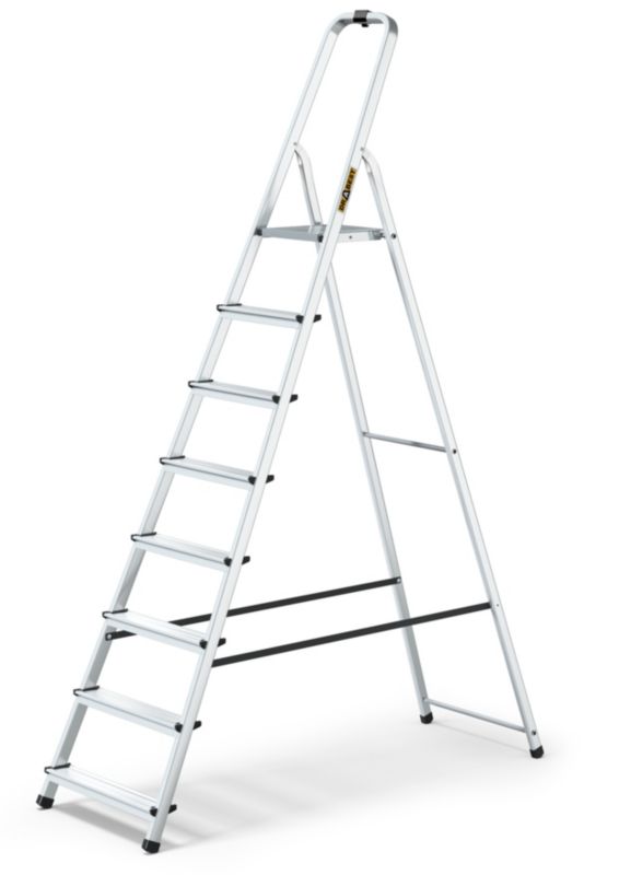 Drabina aluminiowa domowa DRABEST 8 stopni z haczykiem, antypoślizgowym podestem 1 szt.