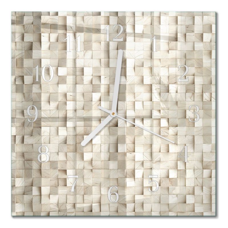 Zegar Ścienny Kuchenny Tulup 30x30 cm z Białymi Wskazówkami Mozaika drewniana 1 szt.