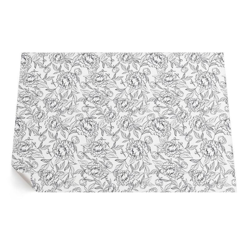 Dywan Winylowy Zewnętrzny ArtPrintCave 100x150 cm Szkic kwiatów piwonii i liści vintage 1 szt.