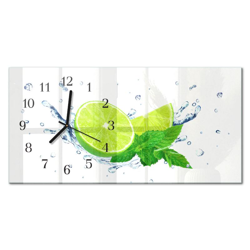 Designerski Zegar Ścienny Tulup 60x30 cm z Czarnymi Wskazówkami Cytryna mięta 1 szt.