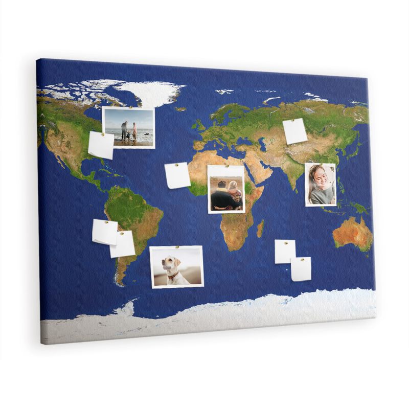 Tablica Korkowa Z Pinezkami Tulup 140x100 cm Duża mapa świata Organizer ścienny Pinezki drewniane 1 kpl