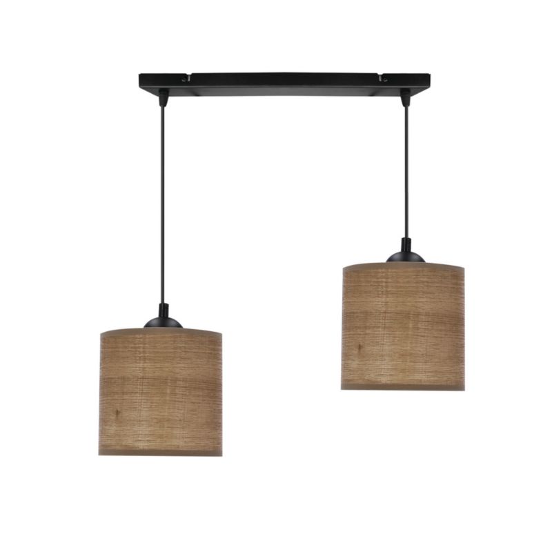 Lampa sufitowa orzechowe abażury Candellux Legno czarna 2xE27x40W IP20 wym:100x36x15cm - 1 szt.