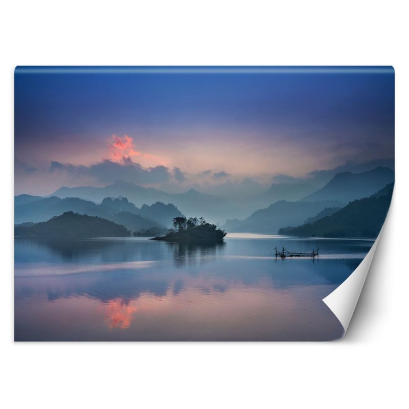 Fototapeta Feeby Widok na jezioro i góry we mgle 254x184 1 szt