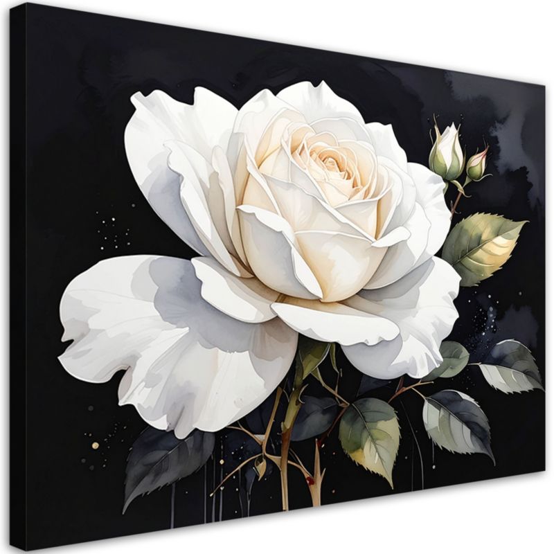 Obraz do salonu sypialni kuchni biura loftu Feeby Biała róża kwiat 30x20cm 1szt