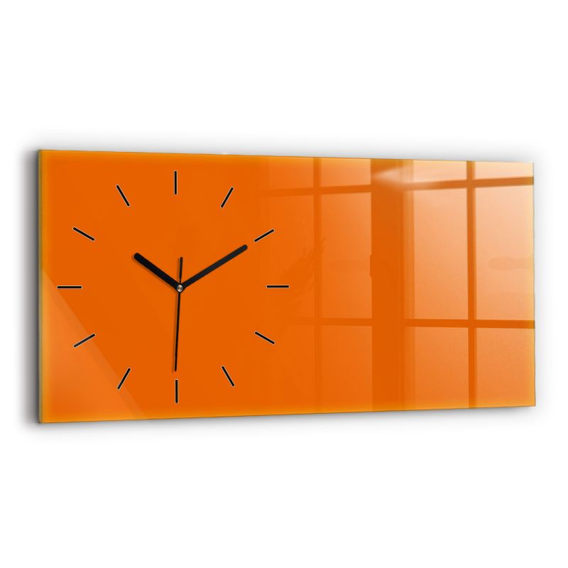 Zegar szklany czarne wskazówki Wallfluent 60x30 cm Kolor pomarańczowy 1 szt.