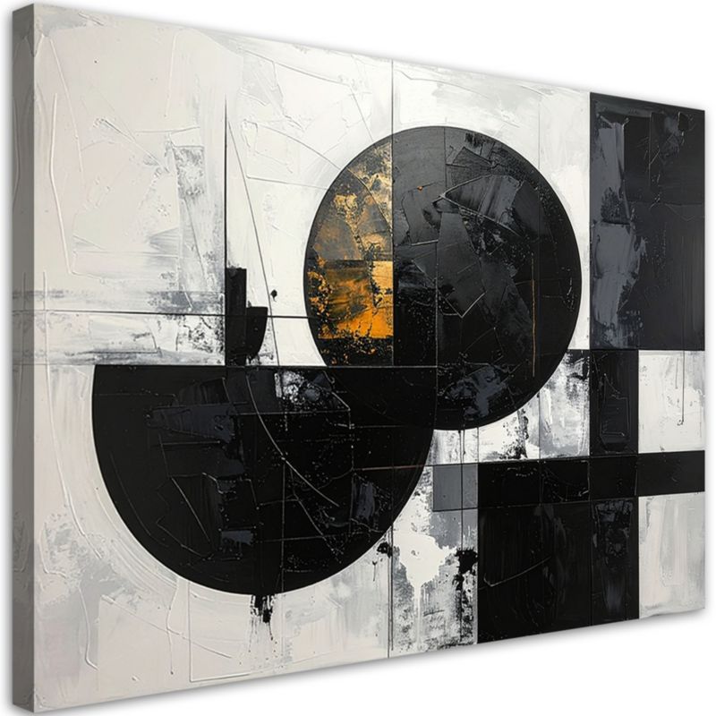 Obraz do salonu sypialni Feeby Abstrakcja tekstura figury geometryczne czarny 100x70cm 1szt
