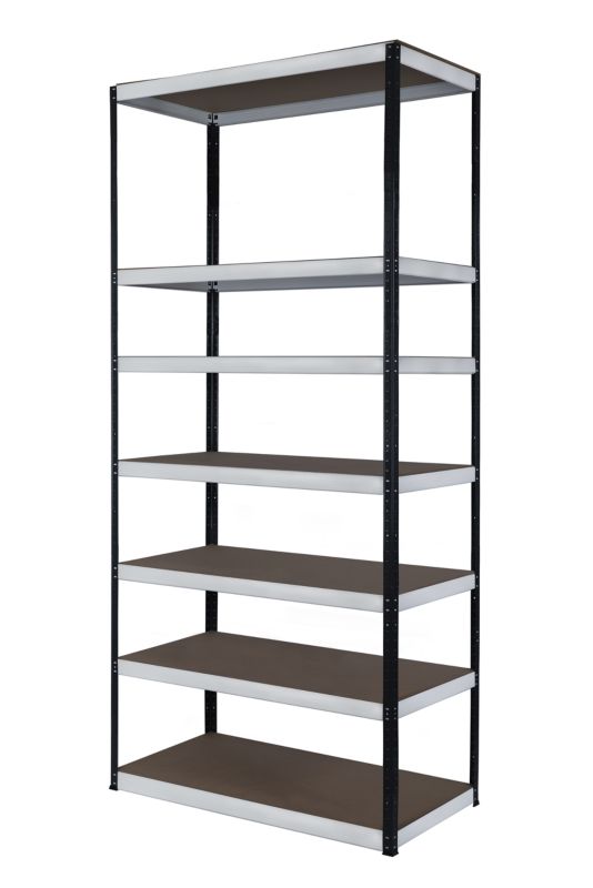 Regał metalowy MODO24 magazynowy czarno-biały helios 270x120x40cm 7 półek po 400 kg 1 szt.