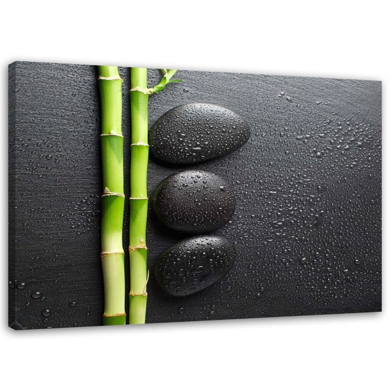 Obraz na płótnie Feeby Bambus i kamienie zen na czarnym tle 30x20cm 1szt