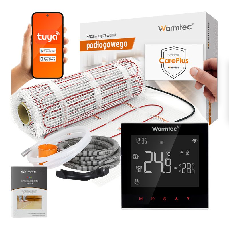 Mata grzewcza grzejna pod płytki Warmtec 8m² 170W/m² WiFi zestaw DS2-80/SRT20W 1 szt.