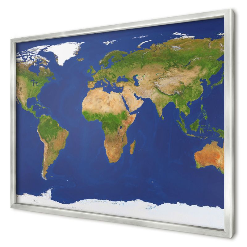 Dekoracyjna tablica magnetyczna Wallfluent 70x50 Mapowanie globu w srebrnej ramie 1szt