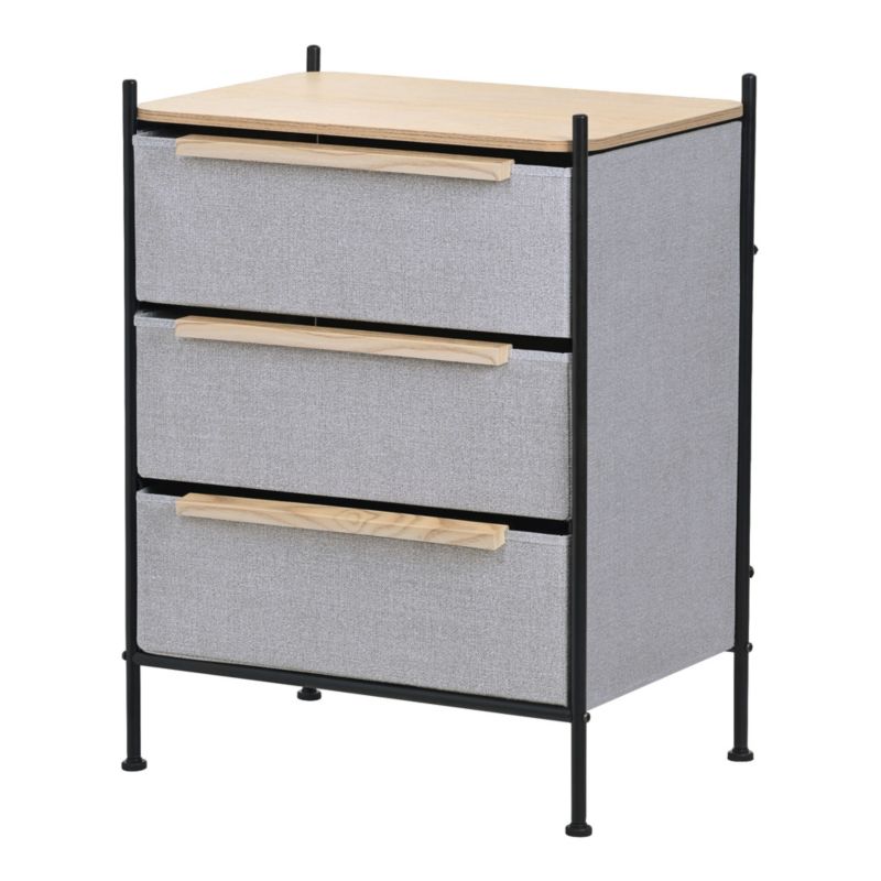 Komoda tekstylna ML Design z 3 szufladami szara pojemna szafa materiałowa blat mdf stalowa rama organizer 58 x 78 x 42,5 cm 1 szt
