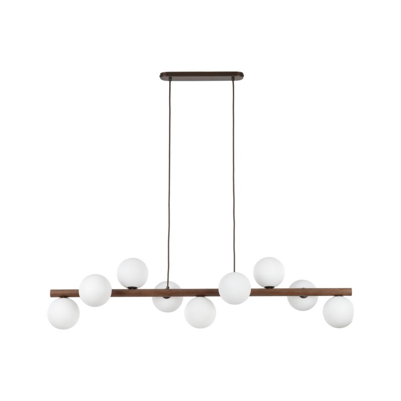 Lampa Wisząca Tk-Lighting Estera Wood drewniana belka białe kulki klosze - 1szt.