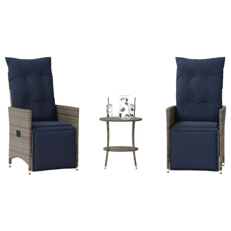 Zestaw mebli ogrodowych bistro WaszeMeble polirattan szary z poduszkami WM-365677 1 kpl
