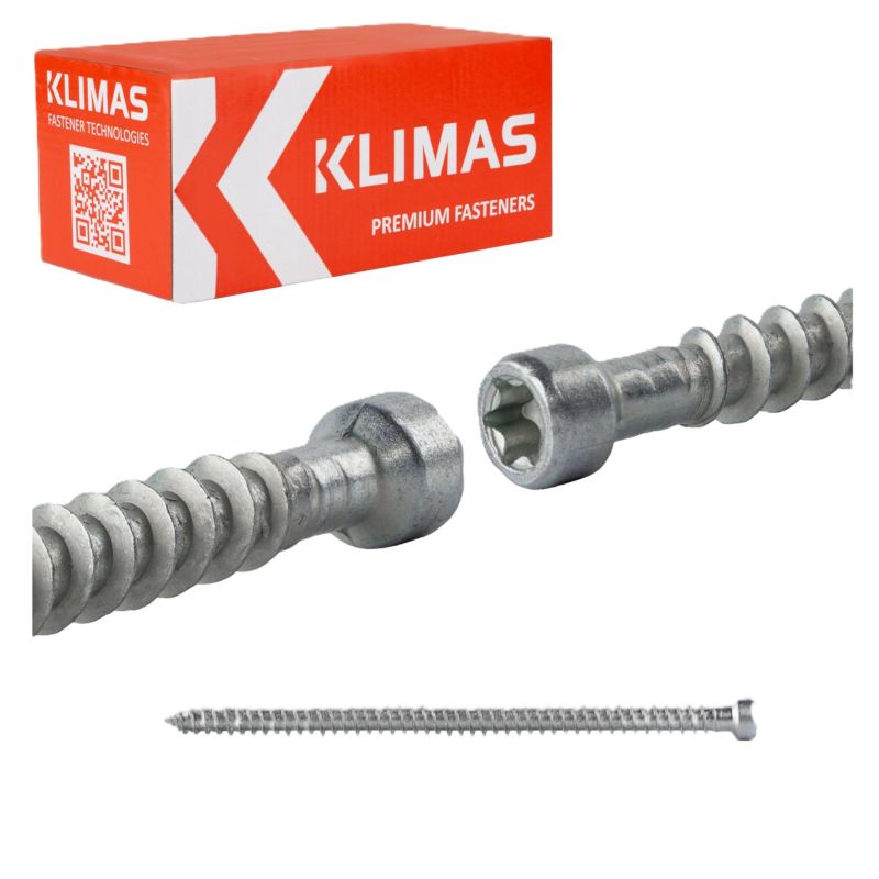 Wkręty do drewna konstrukcyjne Klimas WKFC 8x200 mm z pełnym gwintem 50szt